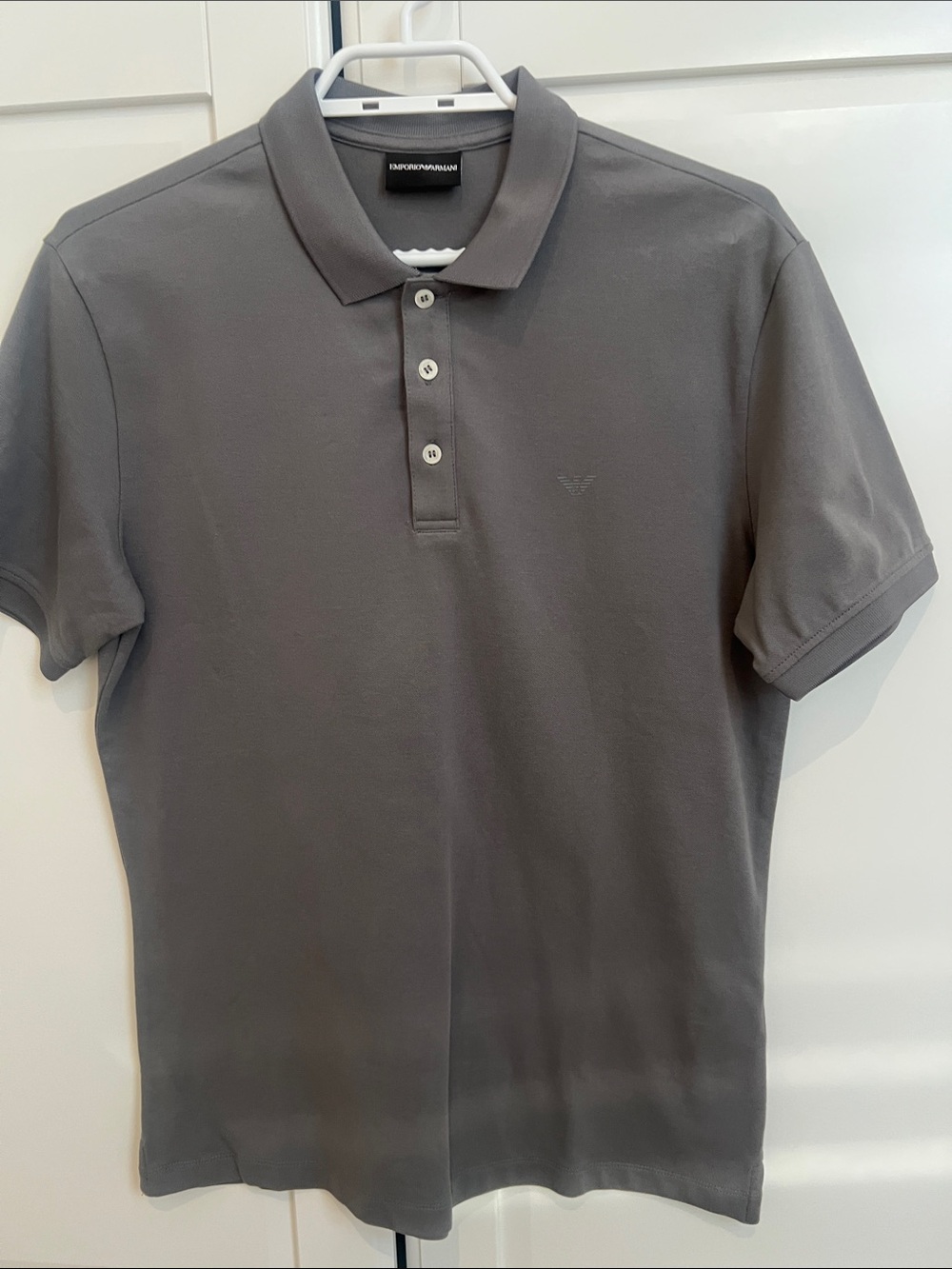 Emporio Armani Men's Slate Gray Polo with Subtle Logo